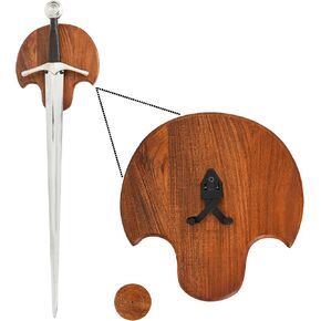 Mythrojan Universal Wooden Sword Plaque with Sword Holder : Wall Mount Sword Wall Plaque Wood Display Plaque with Hardware