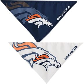 Littlearth Unisex-Adult NFL Denver Broncos Home and Away Pet Bandana Set, Team Color, Medium