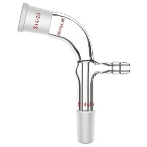 stonylab Bent Glass Adapter, Borosilicate Glass Vacuum Take Off Adapter with 24/40 Joints and Hose Connection, 105 Degree Bent