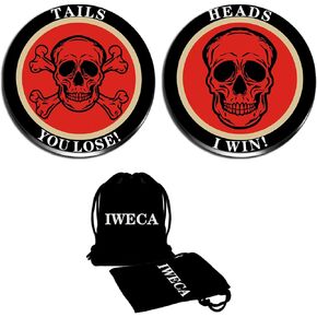 Memento Mori Coin Stoic Coin EDC Challenge Coin Stoicism Gifts for Reminder-Heads Or Tails I Win You Lose Skull Challenge Coin