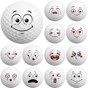 Syhood 12 Pcs Funny Golf Balls Emotion Face Golf Balls Novelty Golf Balls Cute Golf Accessories Practice Golf Balls for Boys Girls All Golfers Christmas Birthday Gift
