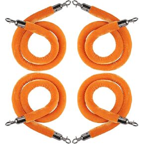 NovelBee 4 قطع من الحبال المخملية البرتقالية مع خطافات سوداء، حبال حاجز طابور بطول 5 أقدام، حواجز أمان من الحبال المخملية للتحكم في الحشود لتزيين الحفلات in Kuwait