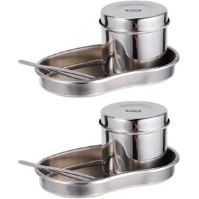 iplusmile 2set Medical Tray Stainless Steel Instrument Tray Sterilizer Surgical Tray with Jar and Tweezer Tattoo Sterilizer Tool