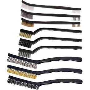 9pcs Wire Brush Set, Rust Paint Metal Cleaner, Cleaning Welding Slag and Rust, Handy Steel/Nylon/Brass Brush Set Suitable for Cleaning Welding Slag and Rust
