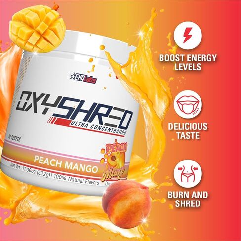 EHP Labs OxyShred Pre Workout Powder & Shredding Supplement - Preworkout Powder with L Glutamine & Acetyl L Carnitine, Energy Boost Drink - Passionfruit, 60 Servings in Kuwait