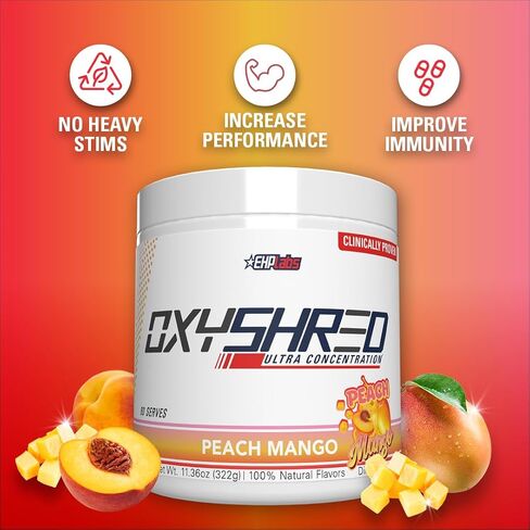 EHP Labs OxyShred Pre Workout Powder & Shredding Supplement - Preworkout Powder with L Glutamine & Acetyl L Carnitine, Energy Boost Drink - Passionfruit, 60 Servings in Kuwait