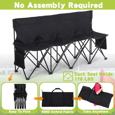 Wenqik 4 Pack Soccer Bench 4 Seats Team Bench Seat Foldable Sideline Bench Portable Folding Bench Sport Bench Seating with Backseat and Carry Bag for Soccer Football Sidelines Camping Events in Saudi Arabia
