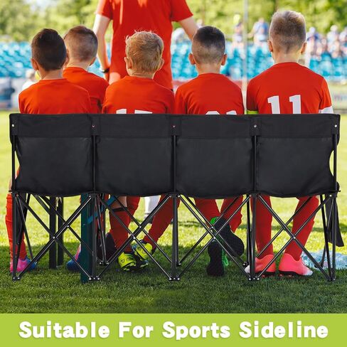 Wenqik 4 Pack Soccer Bench 4 Seats Team Bench Seat Foldable Sideline Bench Portable Folding Bench Sport Bench Seating with Backseat and Carry Bag for Soccer Football Sidelines Camping Events in Saudi Arabia