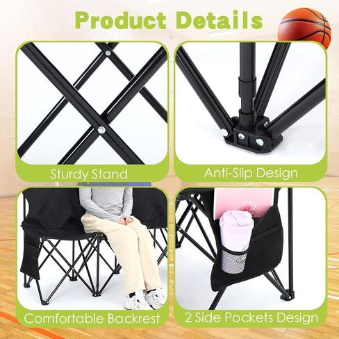 Wenqik 4 Pack Soccer Bench 4 Seats Team Bench Seat Foldable Sideline Bench Portable Folding Bench Sport Bench Seating with Backseat and Carry Bag for Soccer Football Sidelines Camping Events in Saudi Arabia