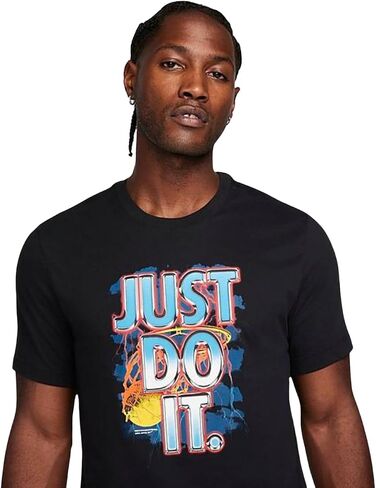 تيشيرت كرة السلة Dri-Fit JDI Graphic للرجال من Nike (الولايات المتحدة، ألفا، كبير، عادي، عادي، أسود) in Saudi Arabia