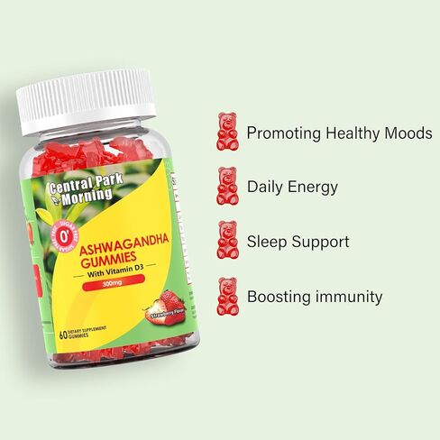 علكات الأشواغاندا 300 ملغ مع فيتامين د3 للنساء والرجال، مكمل الأشواغاندا لدعم المناعة، 60 علكة خالية من السكر in Kuwait