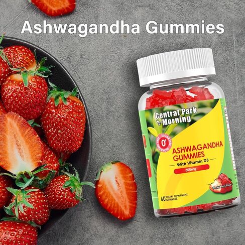 علكات الأشواغاندا 300 ملغ مع فيتامين د3 للنساء والرجال، مكمل الأشواغاندا لدعم المناعة، 60 علكة خالية من السكر in Kuwait