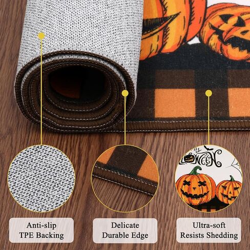 Pauwer Halloween Decorations Runner Rug 2x6, Fall Decor Pumpkin Non Slip Hallway Runner, Farmhouse Washable Kitchen Rugs Runner, Throw Area Rugs Carpet Runner for Hallway Entryway Halloween Door Mat in Saudi Arabia