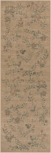 Lahome الأزهار سهلة الجوت عداء المدخل البساط، 2x8 المطبخ عداء البساط غير زلة قابل للغسل السجاد عداء للمدخل، مزرعة داخلي في الهواء الطلق عداء البساط عداء السجاد محايدة للممر 8ft in Kuwait