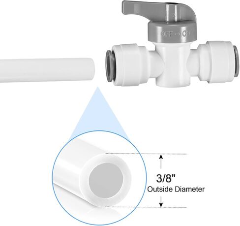 تركيبات توصيل سريعة 3/8 بوصة، تركيبات دفع 3/8 بوصة للطعام، تركيبات خط مياه 3/8 بوصة لأنظمة RO (التناضح العكسي) (صمام الكرة + T + موصل الاتحاد + موصل الكوع، 16 قطعة) in Kuwait