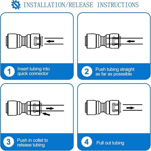 تركيبات توصيل سريعة 3/8 بوصة، تركيبات دفع 3/8 بوصة للطعام، تركيبات خط مياه 3/8 بوصة لأنظمة RO (التناضح العكسي) (صمام الكرة + T + موصل الاتحاد + موصل الكوع، 16 قطعة) in Kuwait