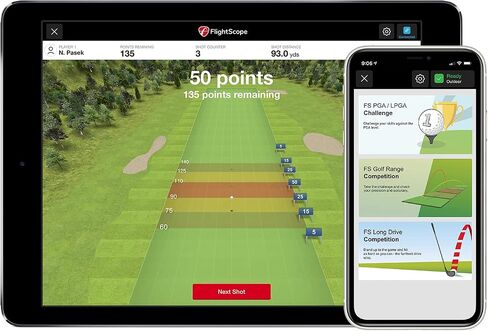 FlightScope Mevo Portable Golf Launch Monitor and Rangefinder with Signature Power Bundle | Real Time Swing Data, Carry Distance, Spin Rate, Club & Ball Speed, Vertical Launch, Smash Factor, and More! in Saudi Arabia