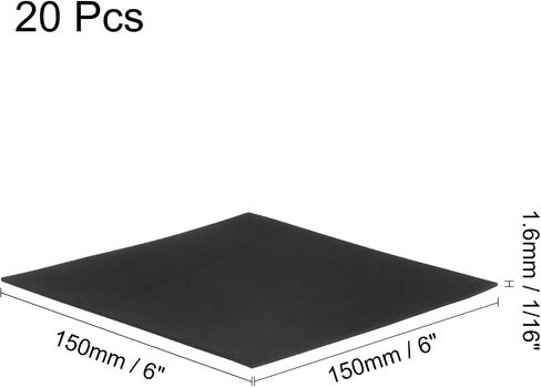 uxcell 20pcs Adhesive Foam Padding Sheets 1/16 Inch Thick x 6 Inch Long Square EVA Foam Sheet Self Stick Non-Slip Anti Vibration Pads, Anti-Skid Noise in Saudi Arabia