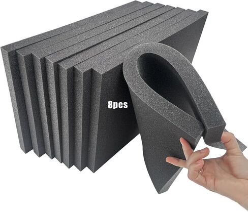 8 قطع من ورق إسفنج البولي يوريثين، حشوة إسفنجية عالية الكثافة قابلة للقطع للحافظة، صندوق الأدوات، المجوهرات، تخزين الألعاب، الكاميرا، الحرف اليدوية، 16 × 12 × 0.7 بوصة، أسود in Kuwait