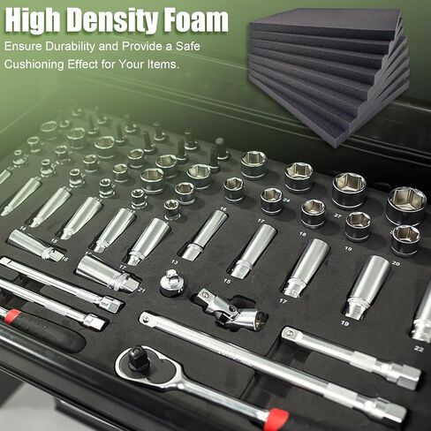 8 قطع من ورق إسفنج البولي يوريثين، حشوة إسفنجية عالية الكثافة قابلة للقطع للحافظة، صندوق الأدوات، المجوهرات، تخزين الألعاب، الكاميرا، الحرف اليدوية، 16 × 12 × 0.7 بوصة، أسود in Kuwait