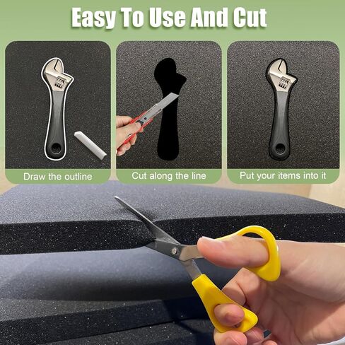 8 قطع من ورق إسفنج البولي يوريثين، حشوة إسفنجية عالية الكثافة قابلة للقطع للحافظة، صندوق الأدوات، المجوهرات، تخزين الألعاب، الكاميرا، الحرف اليدوية، 16 × 12 × 0.7 بوصة، أسود in Kuwait