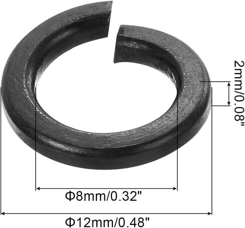 uxcell Split Lock Washer, M8 304 Stainless Steel Spring Lock Washer 100pcs, Black in Saudi Arabia
