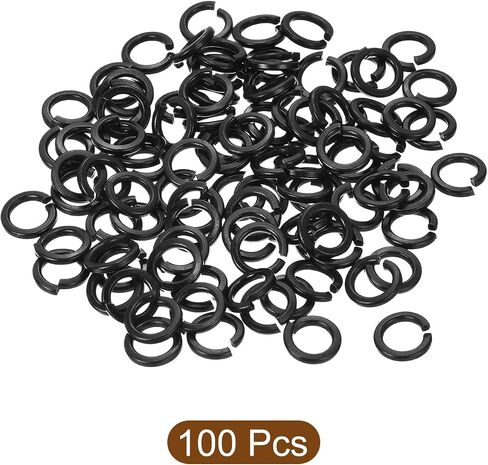uxcell Split Lock Washer, M8 304 Stainless Steel Spring Lock Washer 100pcs, Black in Saudi Arabia