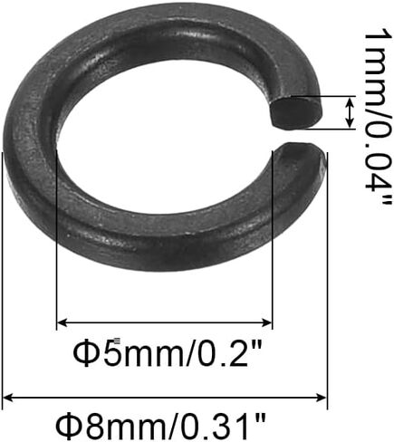 uxcell Split Lock Washer, M8 304 Stainless Steel Spring Lock Washer 100pcs, Black in Saudi Arabia