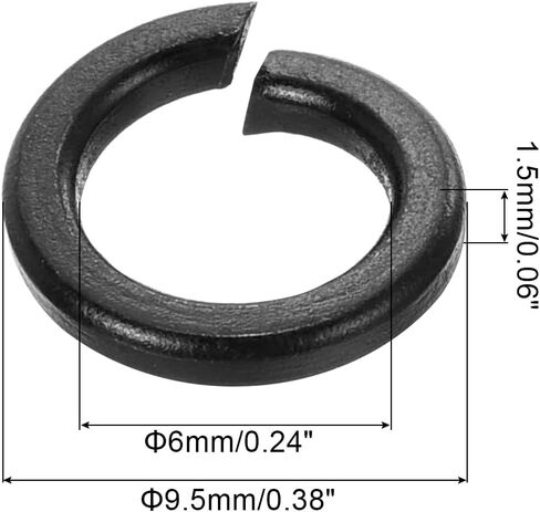 uxcell Split Lock Washer, M8 304 Stainless Steel Spring Lock Washer 100pcs, Black in Saudi Arabia