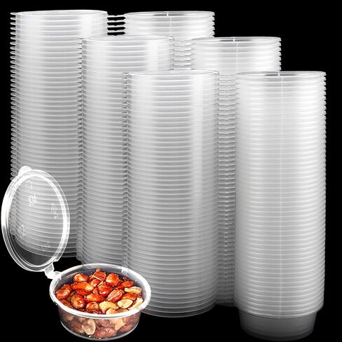 250 Set 4 Oz Plastic Condiment Souffle Containers, Reusable Disposable Plastic Portion Cups with Attached Hinged Lids, Small Plastic Condiment Containers for Sauces, Samples, Craft Paints in Saudi Arabia