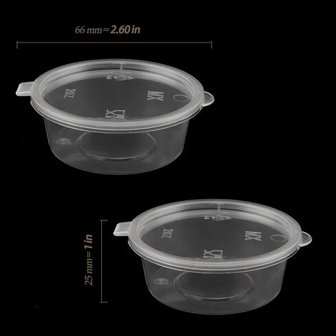 250 Set 4 Oz Plastic Condiment Souffle Containers, Reusable Disposable Plastic Portion Cups with Attached Hinged Lids, Small Plastic Condiment Containers for Sauces, Samples, Craft Paints in Saudi Arabia