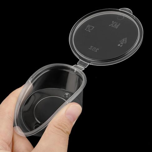 250 Set 4 Oz Plastic Condiment Souffle Containers, Reusable Disposable Plastic Portion Cups with Attached Hinged Lids, Small Plastic Condiment Containers for Sauces, Samples, Craft Paints in Saudi Arabia