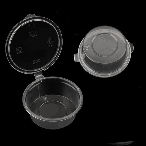 250 Set 4 Oz Plastic Condiment Souffle Containers, Reusable Disposable Plastic Portion Cups with Attached Hinged Lids, Small Plastic Condiment Containers for Sauces, Samples, Craft Paints in Saudi Arabia
