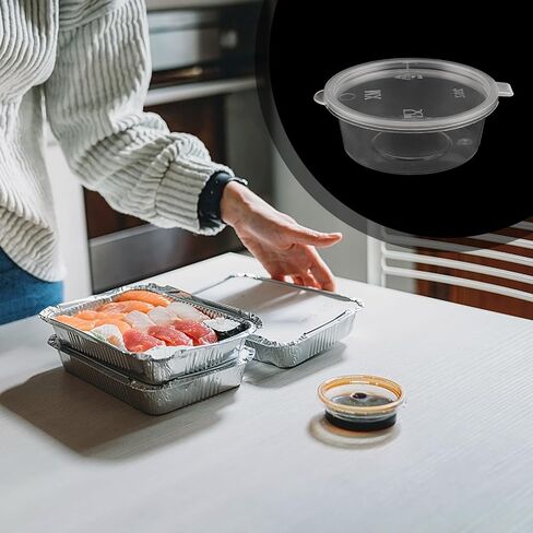 250 Set 4 Oz Plastic Condiment Souffle Containers, Reusable Disposable Plastic Portion Cups with Attached Hinged Lids, Small Plastic Condiment Containers for Sauces, Samples, Craft Paints in Saudi Arabia