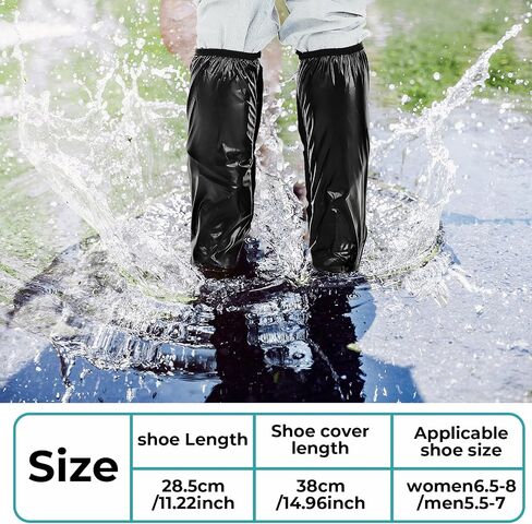 Giantree Waterproof Rain Boot Shoe Covers, Reusable & Foldable Waterproof Rain Overshoes with Non-Slip Sole Full-Length Rain Boots Protective Gear with Zipper for Men and Women(L) in Saudi Arabia