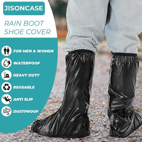 Giantree Waterproof Rain Boot Shoe Covers, Reusable & Foldable Waterproof Rain Overshoes with Non-Slip Sole Full-Length Rain Boots Protective Gear with Zipper for Men and Women(L) in Saudi Arabia