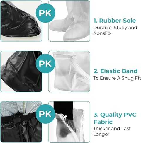 Giantree Waterproof Rain Boot Shoe Covers, Reusable & Foldable Waterproof Rain Overshoes with Non-Slip Sole Full-Length Rain Boots Protective Gear with Zipper for Men and Women(L) in Saudi Arabia