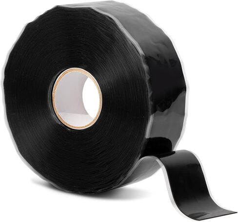 شريط سيليكون ذاتي الدمج، شريط مقاوم للماء للتسربات، شريط سيليكون للسباكة شريط عازل كهربائي لتسرب خرطوم عالي التحمل، عازل لف الكابل، غلاف المقبض، 20 × 20 مل × 1 بوصة in Kuwait