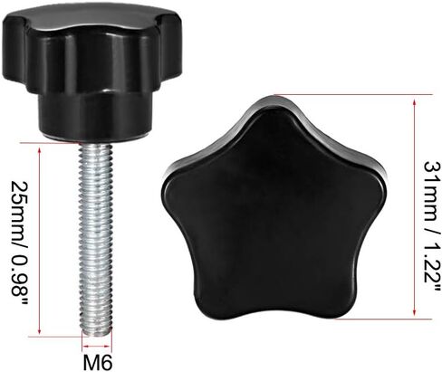 uxcell 6 Pcs Star Knobs Grips M6 x 60mm Male Thread Steel Zinc Stud Replacement PP in Saudi Arabia