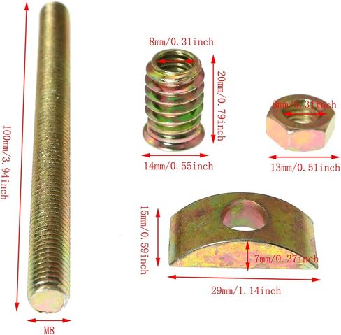 RLECS 6PCS M8x90mm Furniture Hardware Bed Head Connector Panel Connectors Fittings Table Bed Assembly Fasteners Bolts Nuts Half Moon Spacers for Wide Range of Furniture Panels in Saudi Arabia
