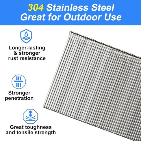 18 Gauge 304 Stainless Steel Brad Nails 18 GA Nail Gun Nails Assorted and Small Finishing Nails for Pneumatic, Electric Brad Nailer (3/4"+1-1/4"+1-1/2"+2") in Saudi Arabia