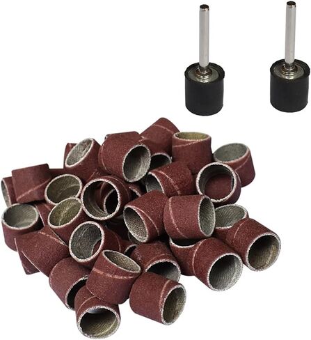 60 pcs 1/2" Dia Sand Band Sanding Drum 240 Grits 1/2" Height Sander Sleeves Band + 2 Rubber Mandrels for Rotary Tool in Saudi Arabia