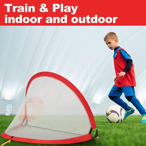 Porayhut Quick Open Soccer Net Pop up Goal for Kid Set of 2 Portable 210D Oxford Extra Stakes Target Soccer Goal for Fun in Backyard in Saudi Arabia