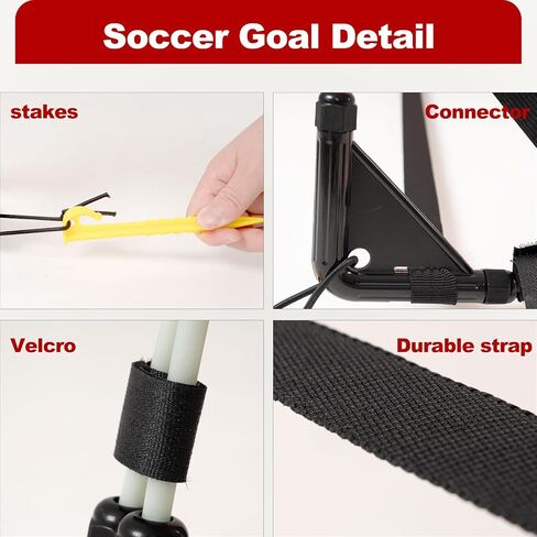 Porayhut Quick Open Soccer Net Pop up Goal for Kid Set of 2 Portable 210D Oxford Extra Stakes Target Soccer Goal for Fun in Backyard in Saudi Arabia