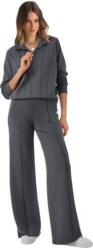 WIHOLL Womens 2 Piece Outfits Lounge Sets 2024 Half Zip Sweatshirt and Wide Leg Sweatpant with Pocket Fall Fashion Tracksuit in Saudi Arabia