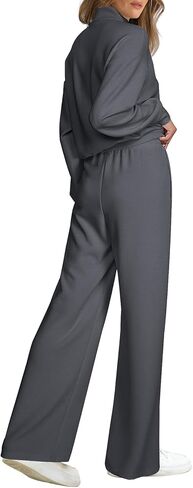 WIHOLL Womens 2 Piece Outfits Lounge Sets 2024 Half Zip Sweatshirt and Wide Leg Sweatpant with Pocket Fall Fashion Tracksuit in Saudi Arabia