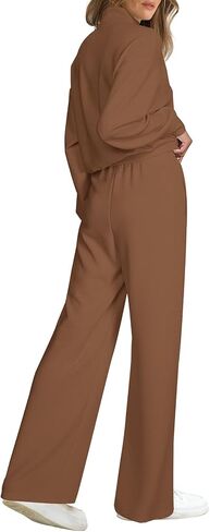 WIHOLL Womens 2 Piece Outfits Lounge Sets 2024 Half Zip Sweatshirt and Wide Leg Sweatpant with Pocket Fall Fashion Tracksuit in Saudi Arabia