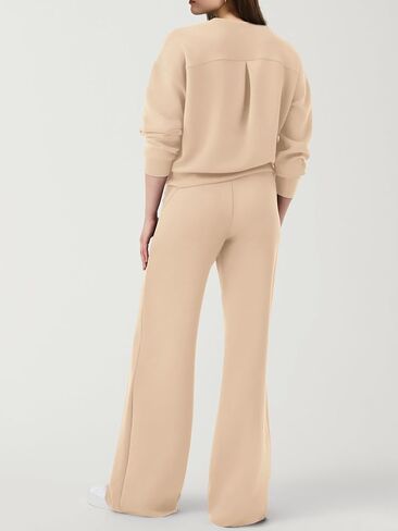 SuperPrity Womens 2 Piece Outfits Sweatsuit Set Sweatshirt Wide Leg Sweatpants Tracksuit Matching Sweat Lounge Set 2024 Fall in Saudi Arabia