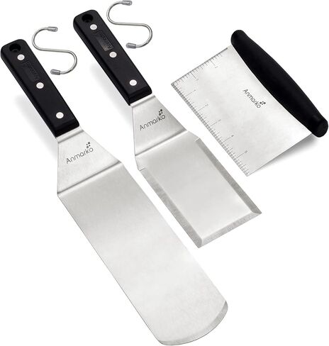 Professional Metal Spatula Set - Stainless Steel Spatula and Griddle Scraper - Heavy Spatula Griddle Accessories Great for Cast Iron Griddle BBQ Flat Top Grill - Commercial Grade in Kuwait
