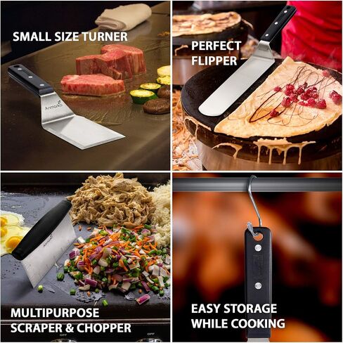 Professional Metal Spatula Set - Stainless Steel Spatula and Griddle Scraper - Heavy Spatula Griddle Accessories Great for Cast Iron Griddle BBQ Flat Top Grill - Commercial Grade in Kuwait